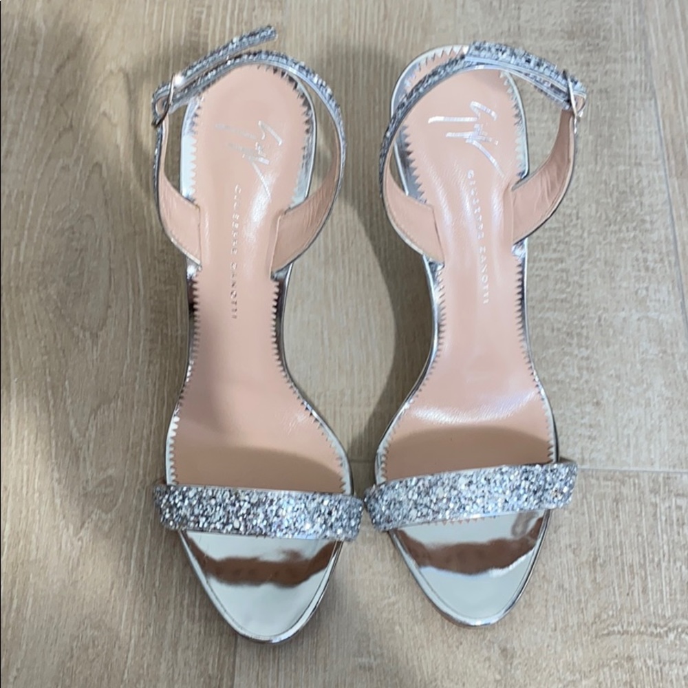 NEW Guiseppe Zanotti 110MM Silver Glitter Sz 37
